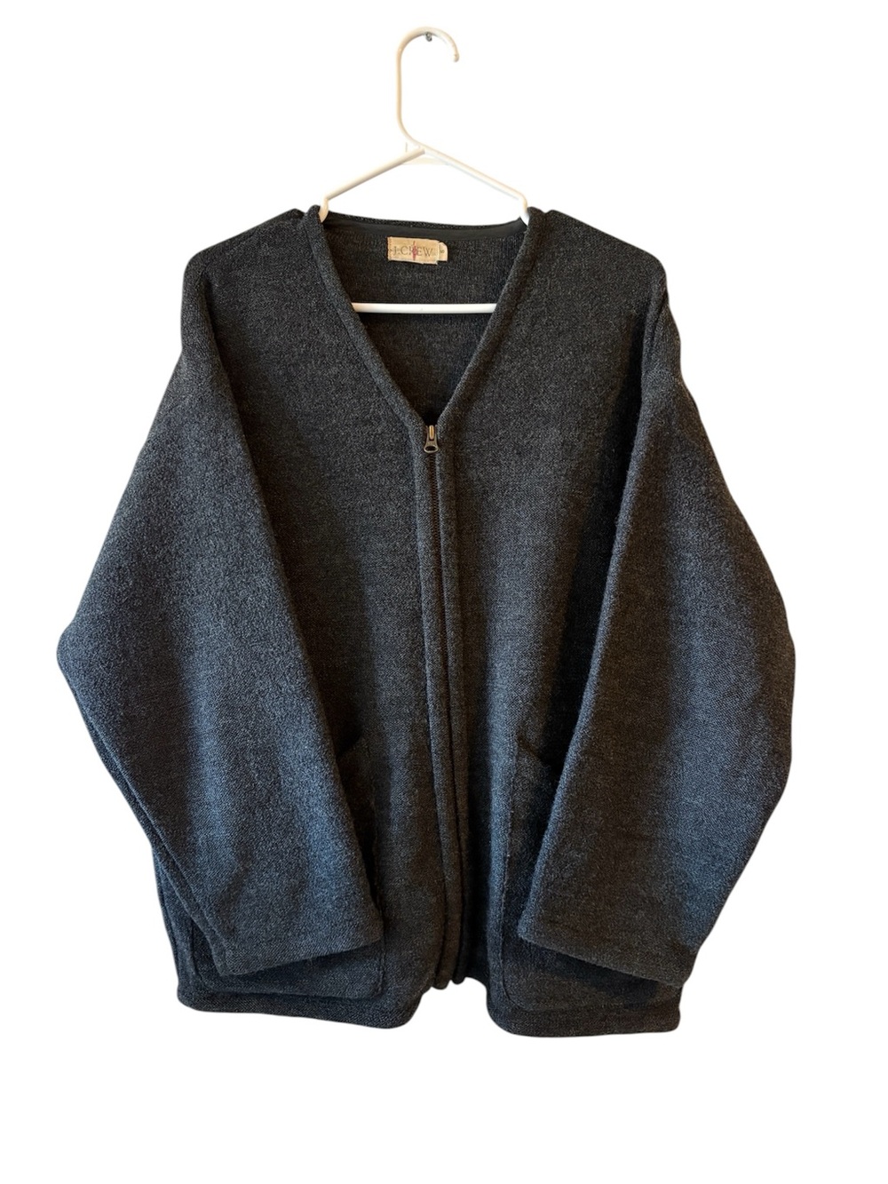 Vintage J.Crew Men’s Gray / Black Knit Zip Front Cardigan Sweater Size S Cozy